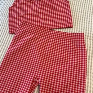 No Boundaries Red Checkered Two-Piece Set